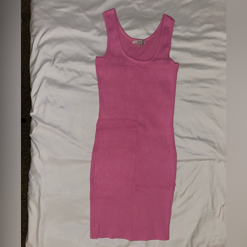 Papaya Vibrant Pink Ribbed Midi Dress